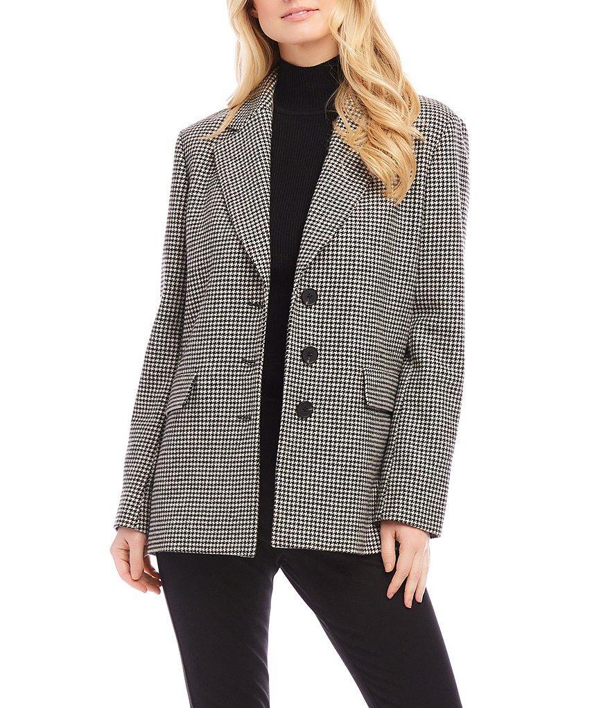 Karen Kane Houndstooth Notch Lapel Neck Long Sleeve Blazer Product Image