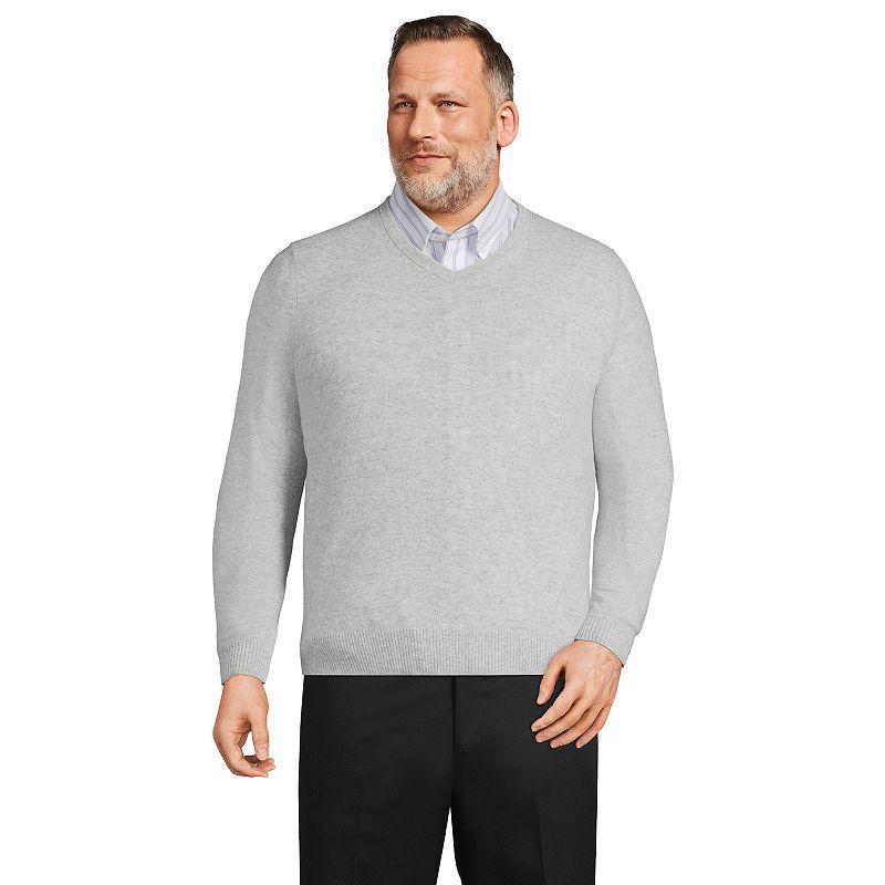 Big & Tall Lands Fine Gauge Cashmere V-neck Sweater, Mens Dark Blue Product Image