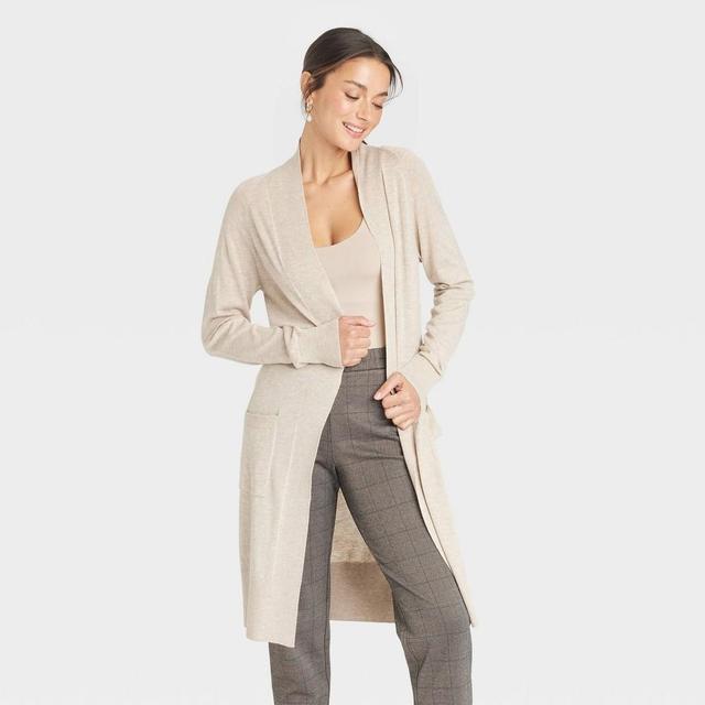 Womens Americas Duster Cardigan - A New Day Taupe XL Product Image