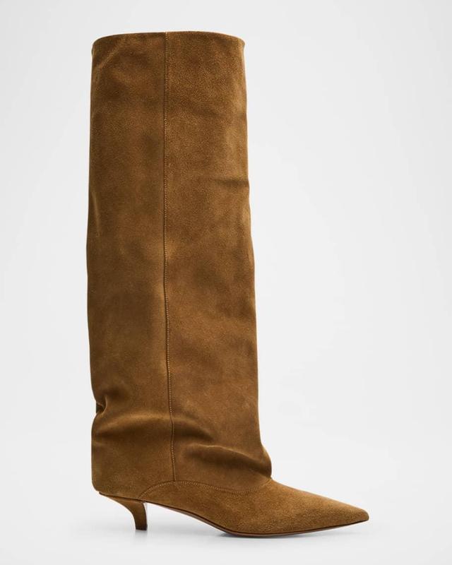 Ines Suede Comma-Heel Knee Boots Product Image