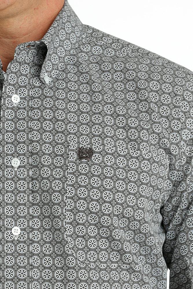 SALE Cinch® Men's L/S Grey/White Medallion Print Button Shirt SIZE MEDIUM Product Image