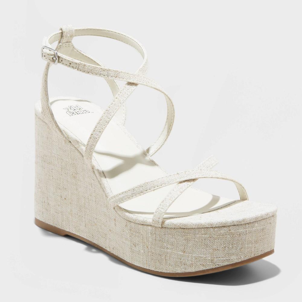 Womens Ronnie Strappy Platform Wedge Heels with Memory Foam Insole - Wild Fable Cream 8.5 Product Image