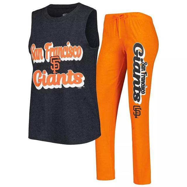 Womens Concepts Sport /Black San Francisco Giants Wordmark Meter Muscle Tank Top & Pants Sleep Set Product Image