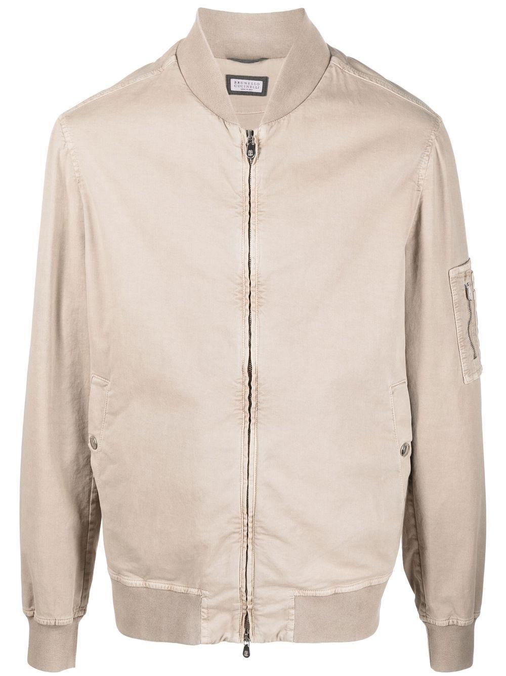 Zip-up Bomber Jacket In Neutrals Product Image