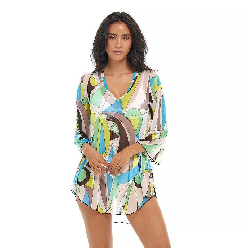 Womens Jordan Taylor Printed V-Neck Tunic Swim Cover Product Image