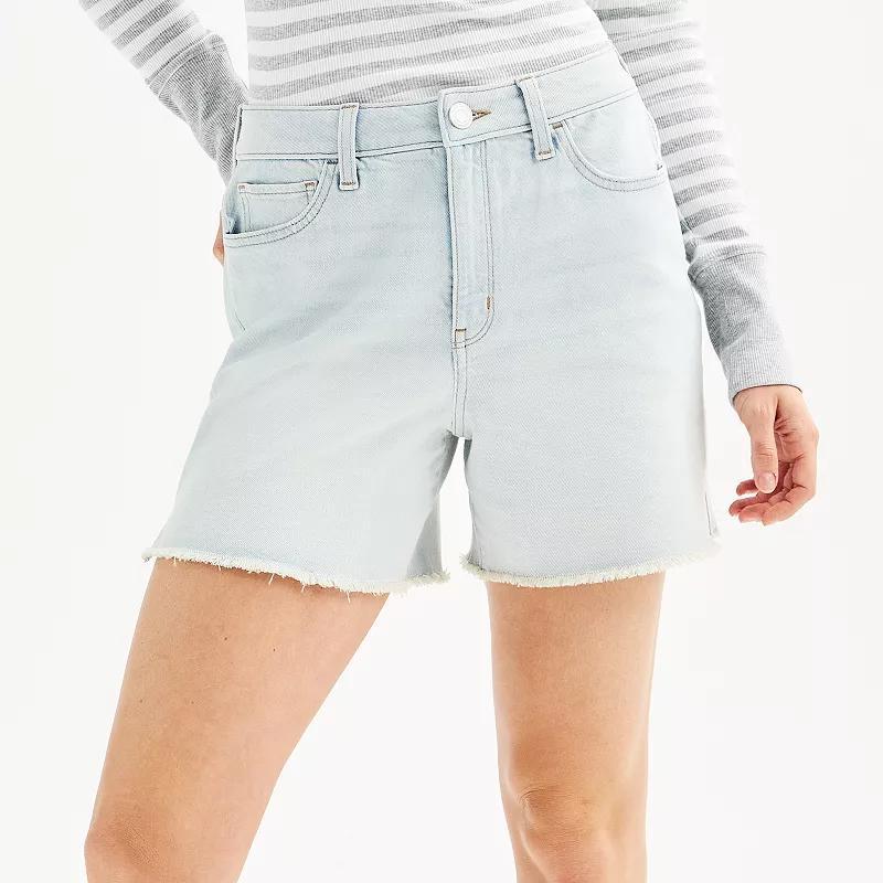 Juniors SO Frayed Jean Shorts, Womens Product Image