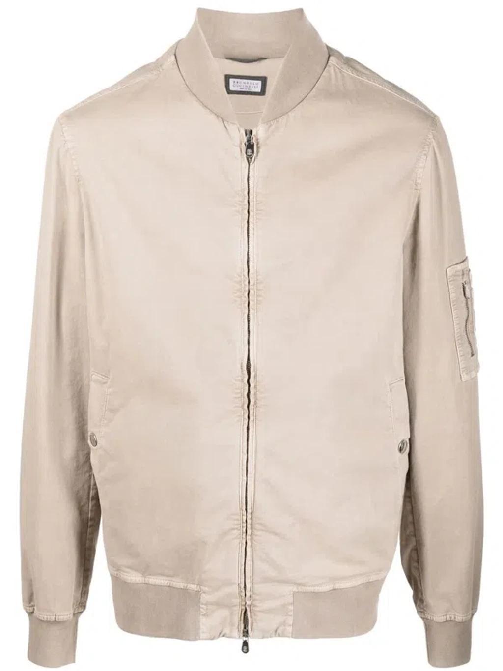 Zip-up Bomber Jacket In Neutrals Product Image