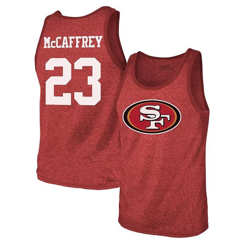 Mens Majestic Threads Christian McCaffrey Scarlet San Francisco 49ers Tri-Blend Player Name & Number Tank Top Product Image