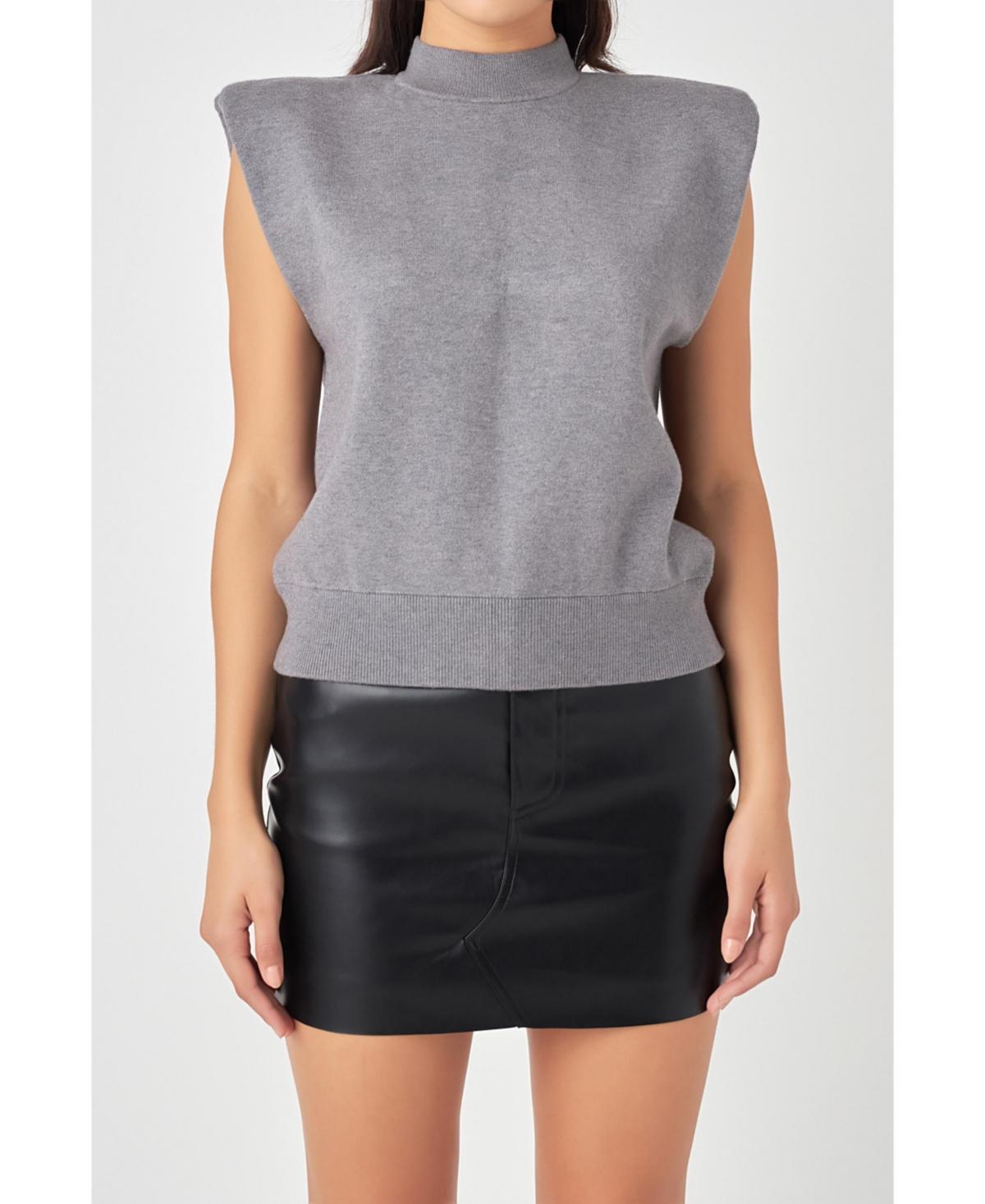 Grey Lab Mock Neck Sleeveless Knit Top Product Image