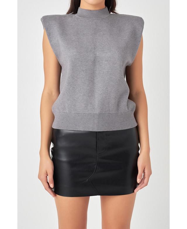 Grey Lab Mock Neck Sleeveless Knit Top Product Image