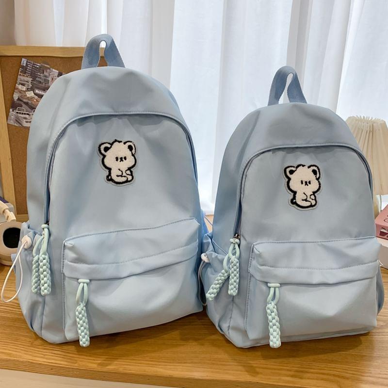 Bear Embroidered Multi-Pocket Backpack Product Image