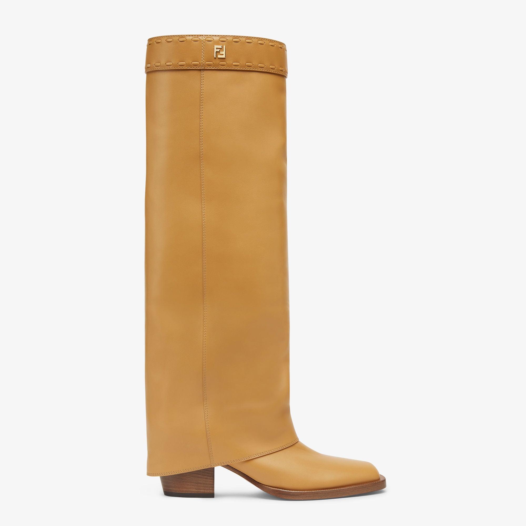 Fendi ShowBeige leather high-heeled boots Product Image