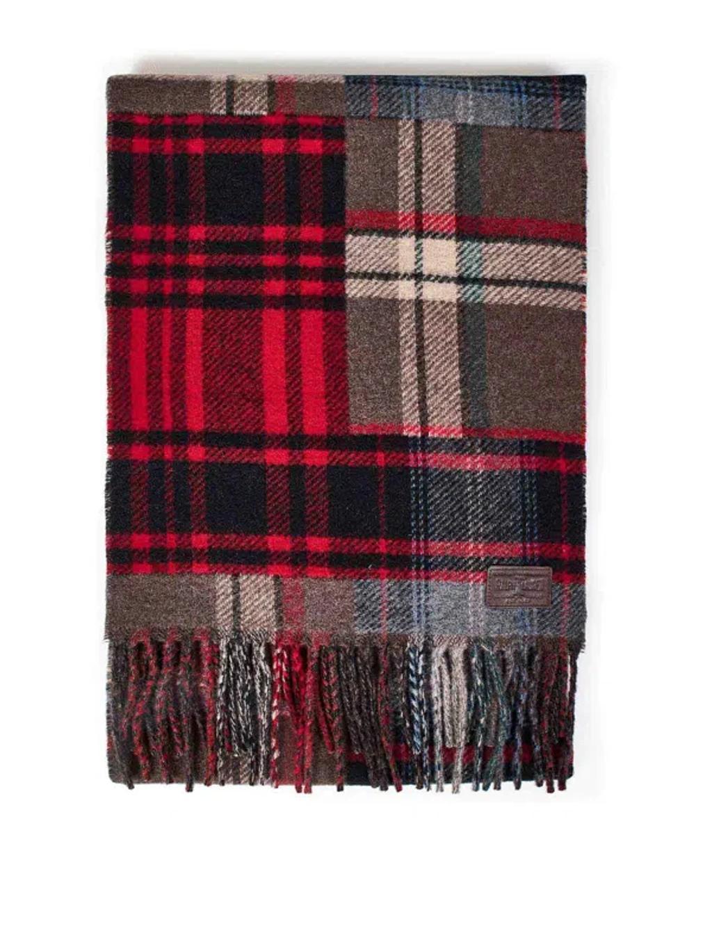 POLO RALPH LAUREN Plaid Fringed Edge Scarf In Brown Product Image