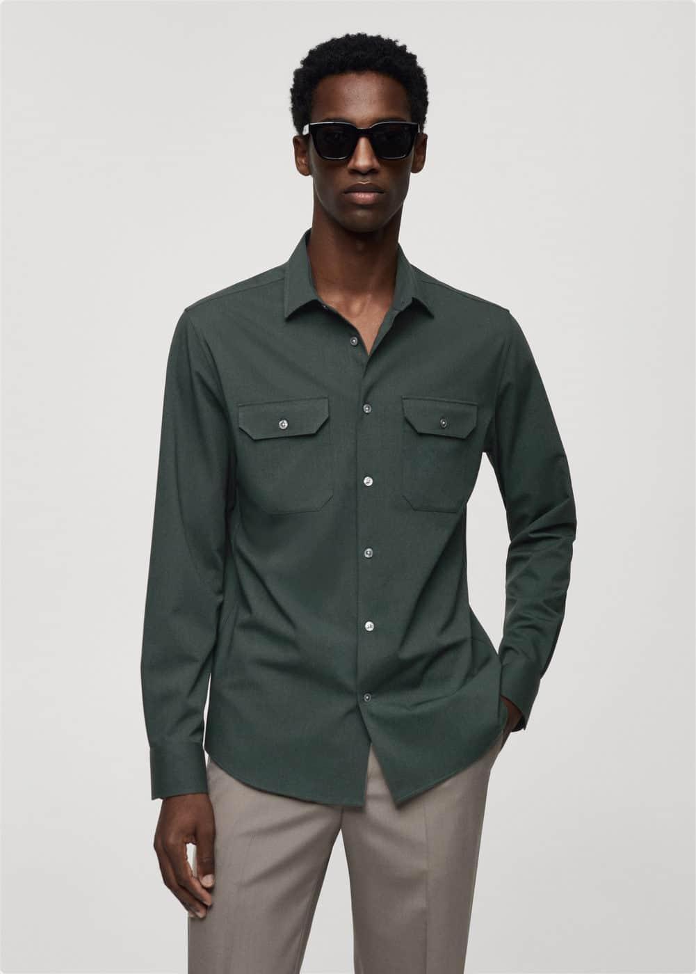 MANGO MAN - Overshirt with stretch fabric pockets khakiMen Product Image