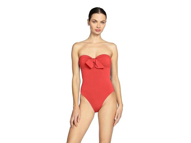 Robin Piccone Ava Bandeau One-Piece (Guava) Women's Swimsuits One Piece Product Image