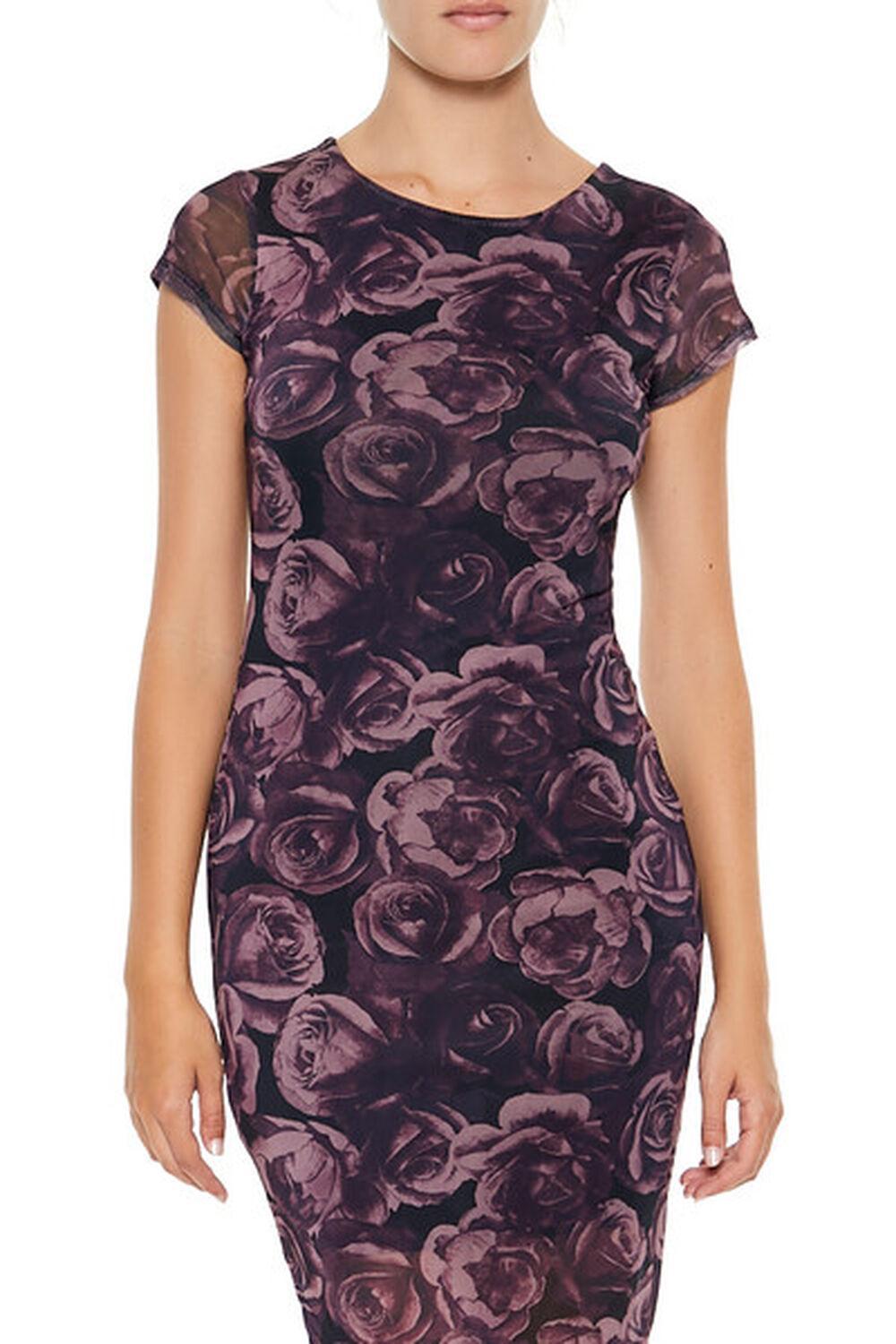 Rose Print Bodycon Midi Dress | Forever 21 Product Image