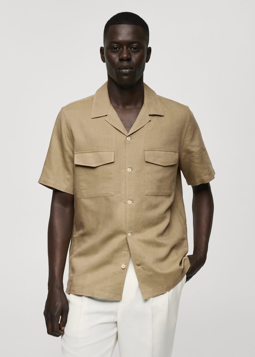 Mango Mens Regular-Fit Linen Cotton Shirt Product Image