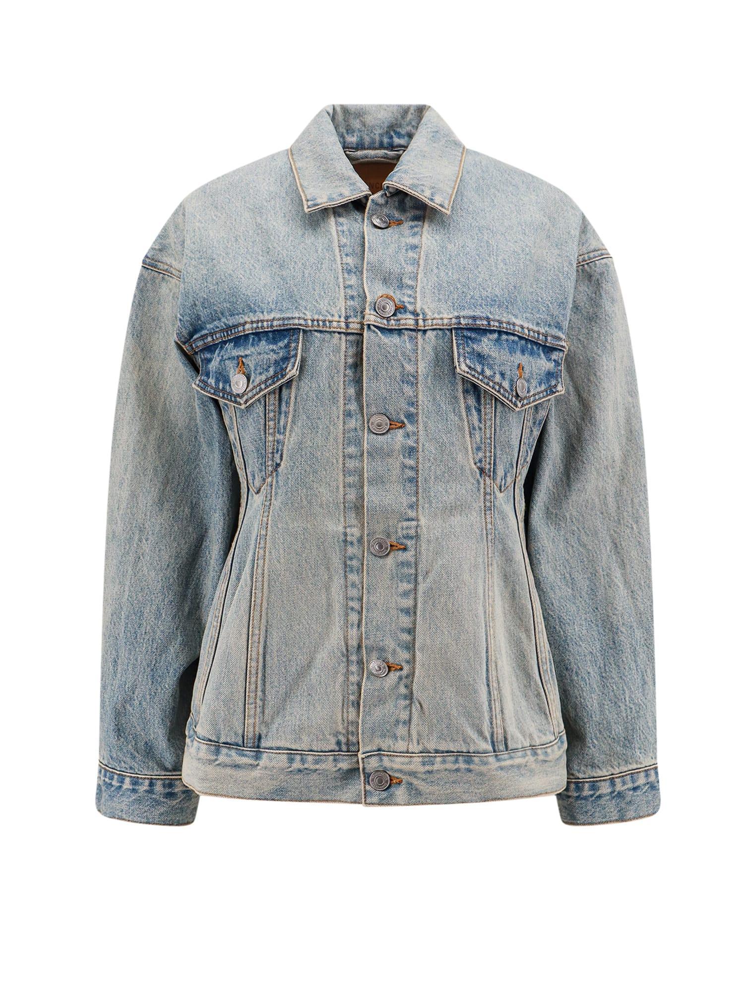 BALENCIAGA Hourglass Denim Jacket In Light Indigo Product Image