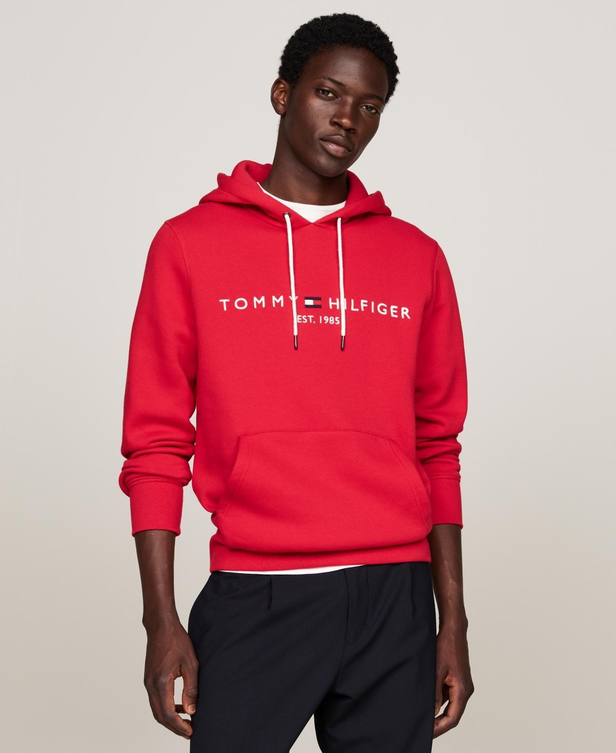 Mens Tommy Hilfiger Embroidered Logo Hoodie Cloud Grey Product Image