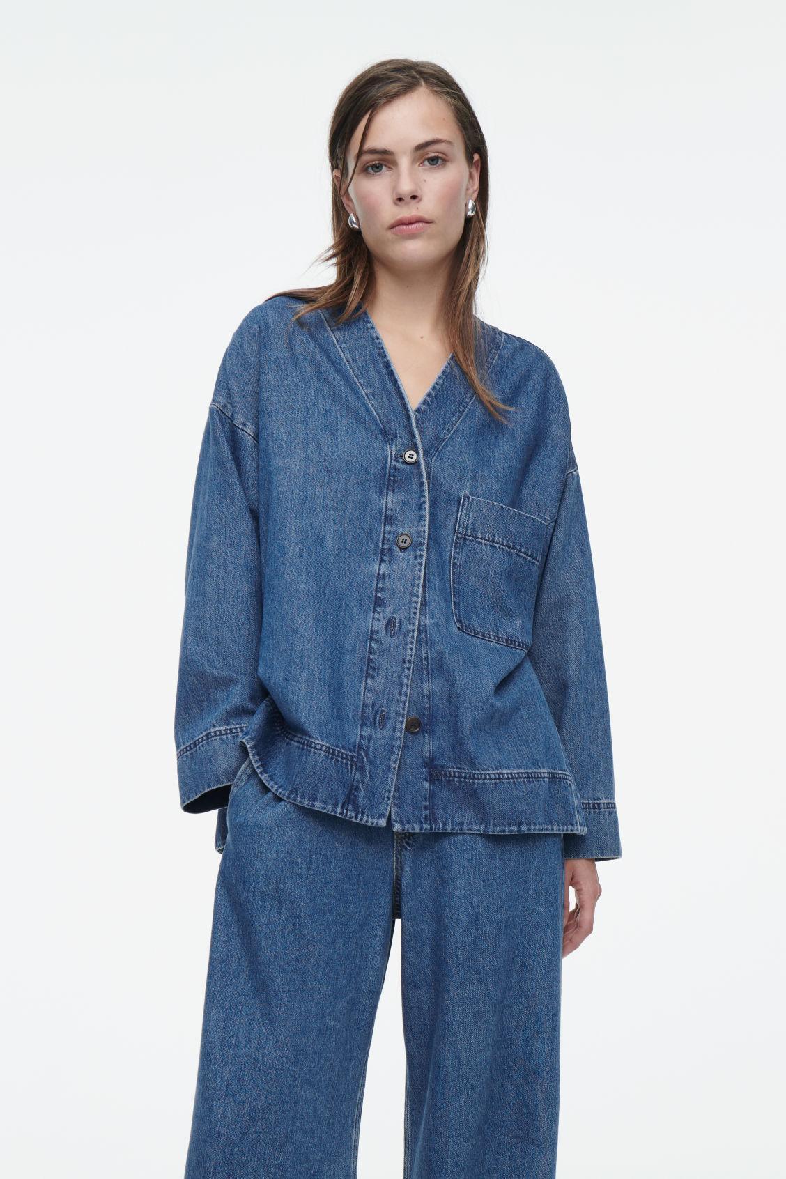 V-NECK DENIM SHIRT Product Image