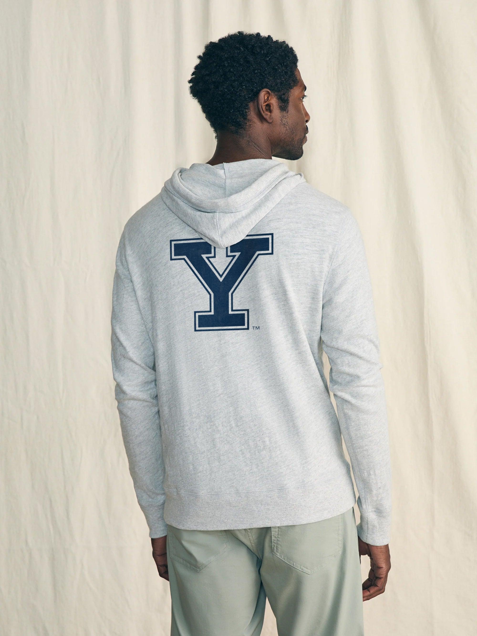 Sunwashed Slub Yale Logo Hoodie - Light Grey Heather Male Product Image