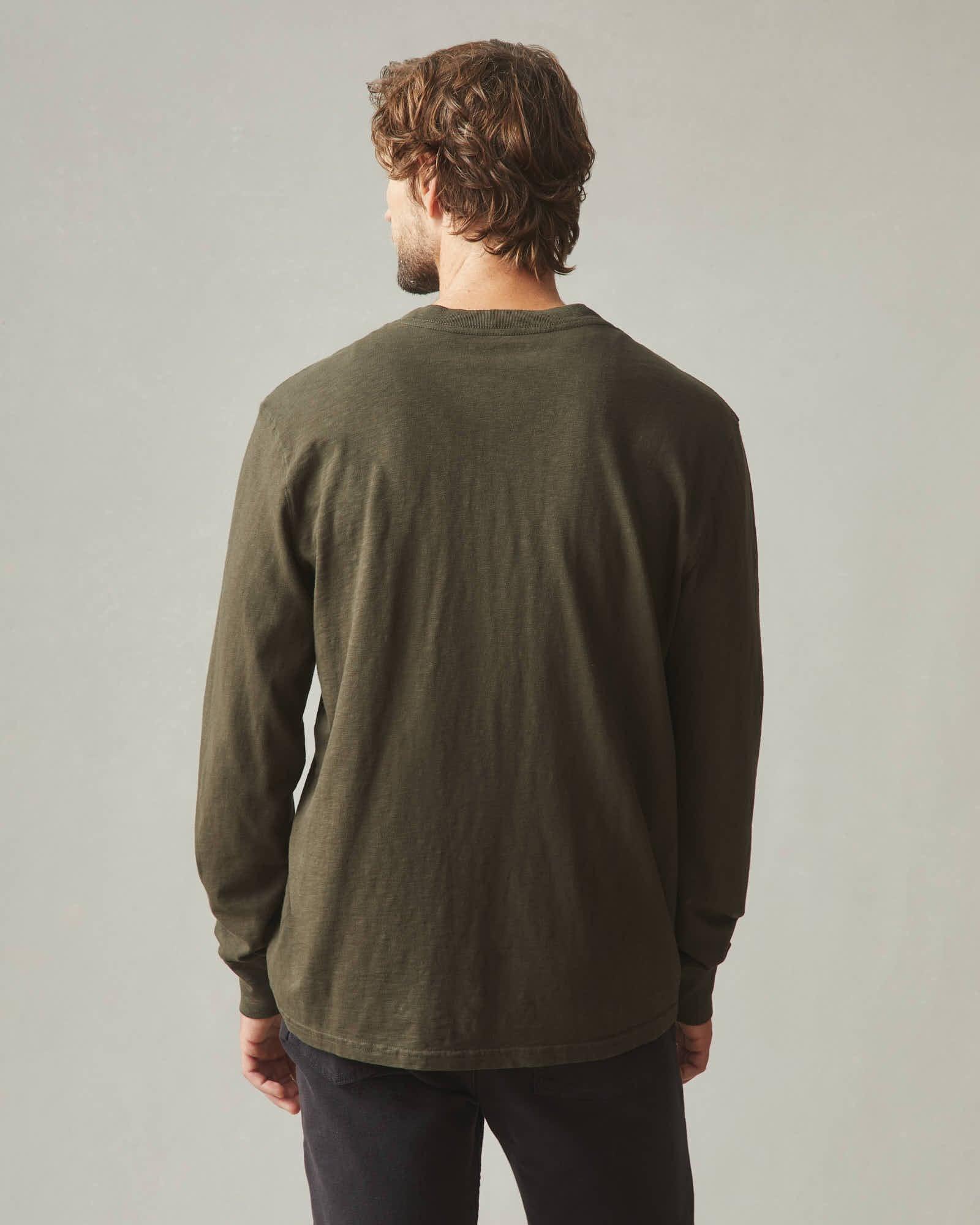 Premium Slub Henley Tee Long Sleeve - Deep Olive Male Product Image