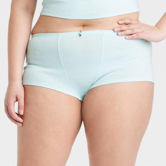 Womens Pointelle Boy Shorts - Colsie Blue 1X Product Image