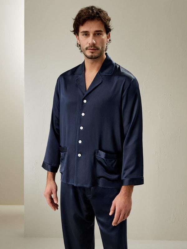 22 Momme Long Silk Pajamas Set for Men Product Image