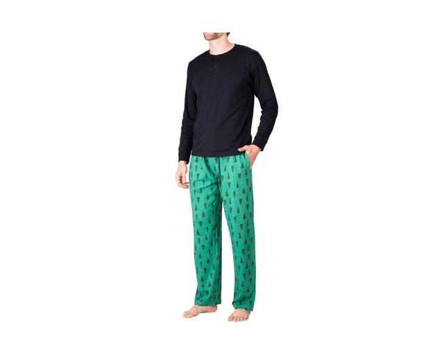 Sleephero Mens Knit Long Sleeve Pajama Set Product Image