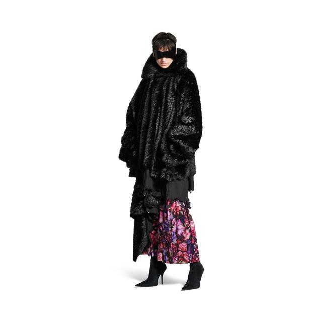 Women's Synthetic Furry Jacket in Black Product Image