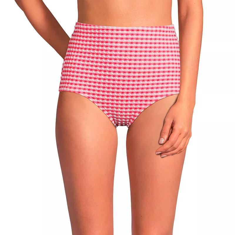 Womens Lands End Gingham High Waisted Tummy Slimming Tugless Bikini Bottoms Product Image