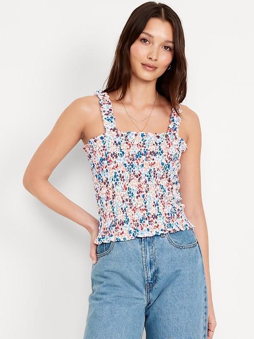 Fitted Smocked Tank Top Product Image