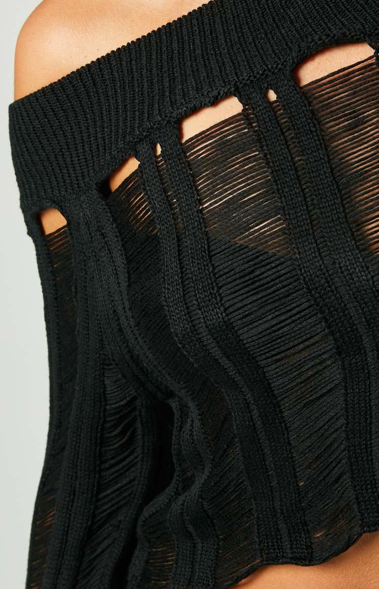 Lennox Black Ladder Knit Top Product Image