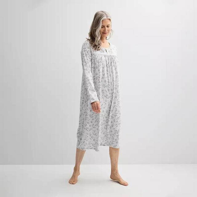 Petite Croft & Barrow Key Knit Long Sleeve Nightgown, Womens Product Image