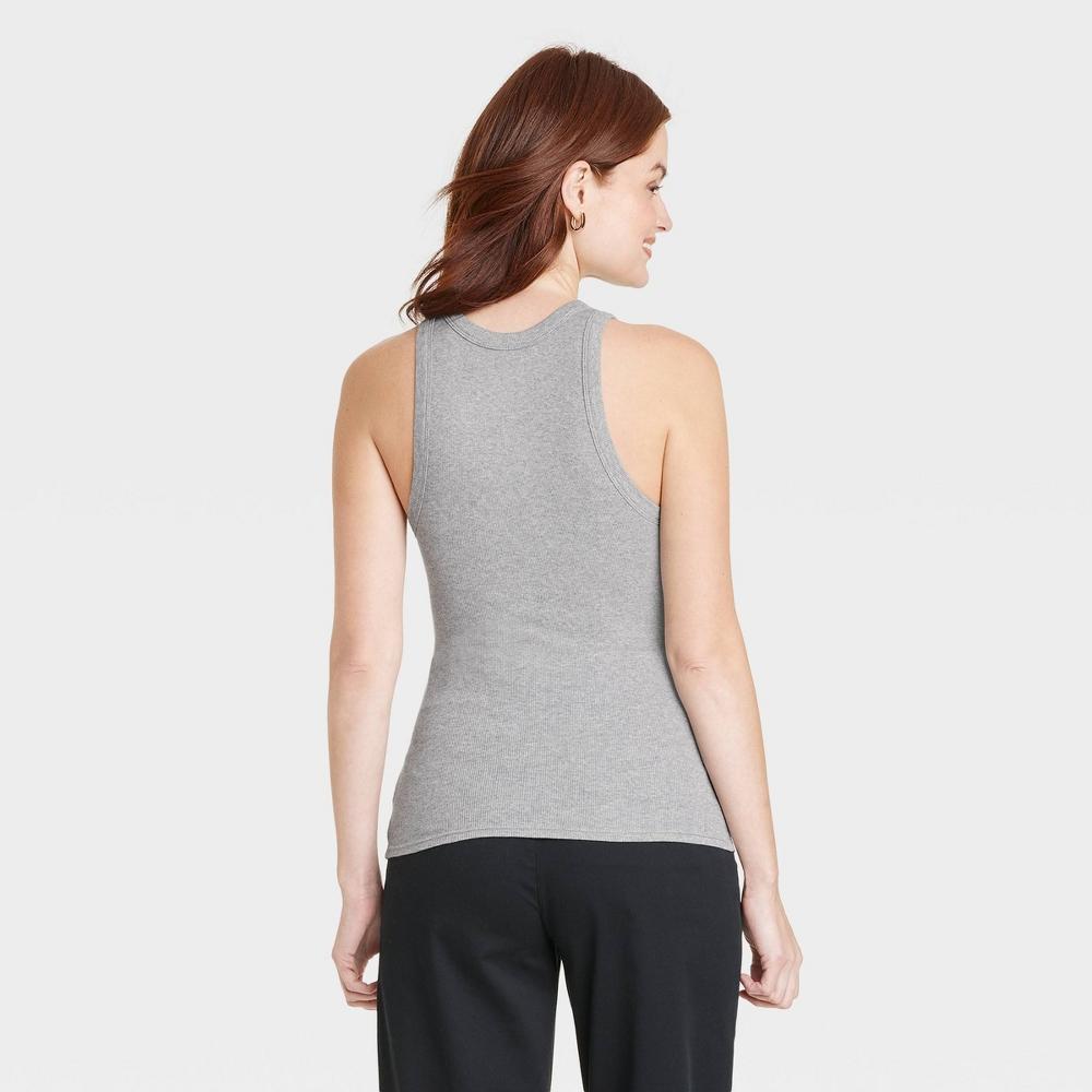 Womens Slim Fit Ribbed High Neck Tank Top - A New Day Heather Gray XL Product Image