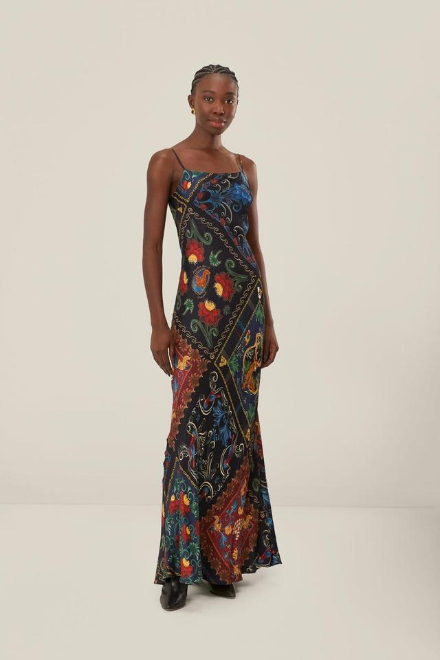 Black Mixed Arabesque Scarves Sleeveless LENZING™ ECOVERO™ Maxi Dress Product Image