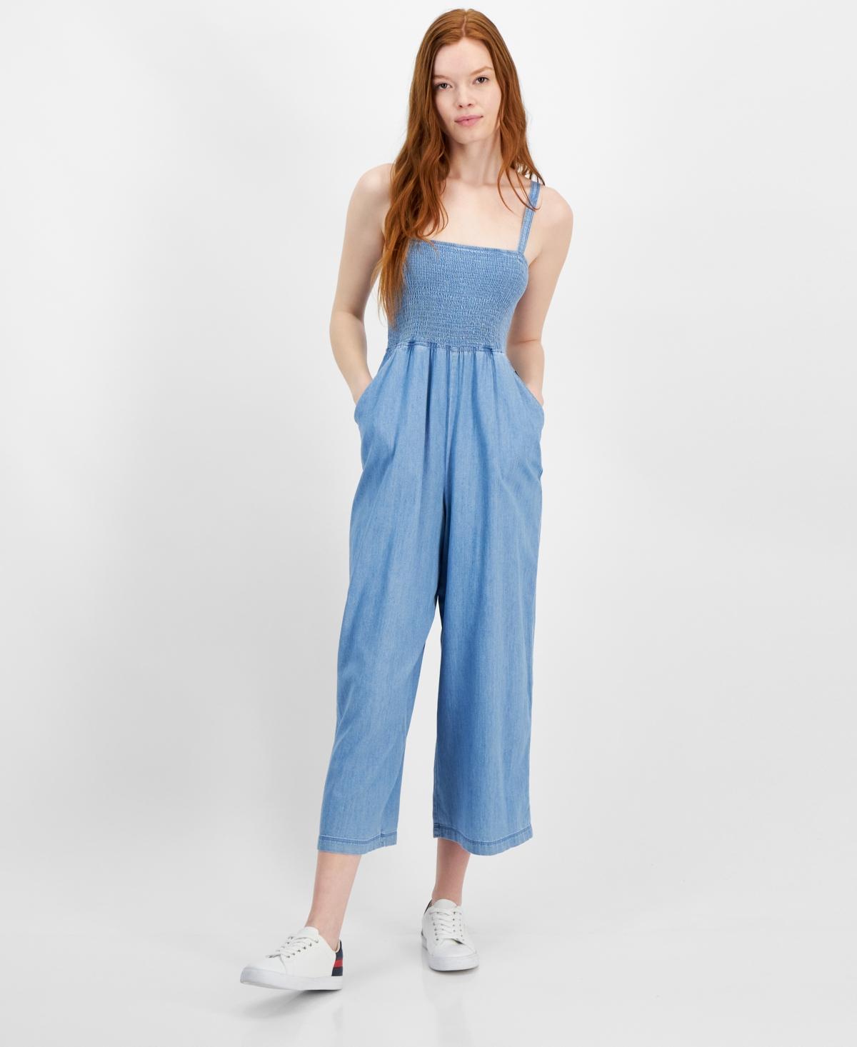 Women's Smocked Chambray Jumpsuit Product Image