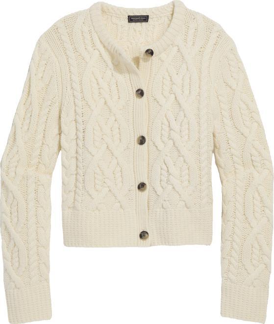 Merino Wool Cashmere Blend Cable Cardigan Product Image