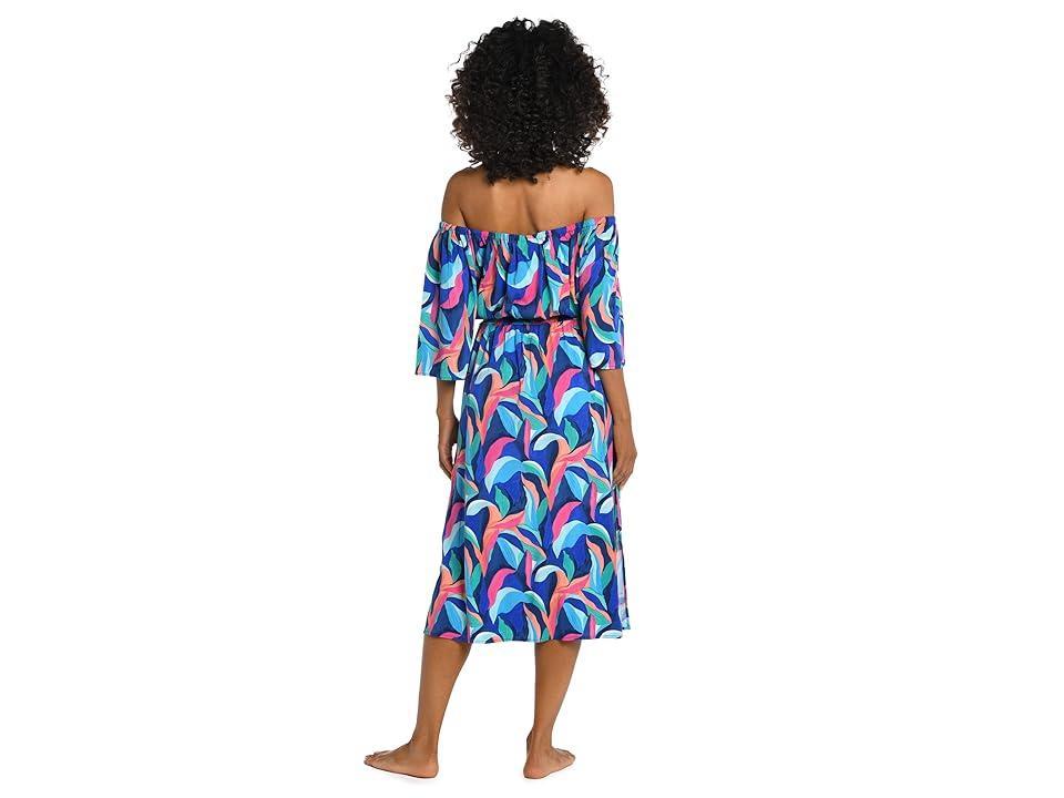 La Blanca Painted Leaves Off-the-Shoulder Midi Dress Women's Swimwear Product Image