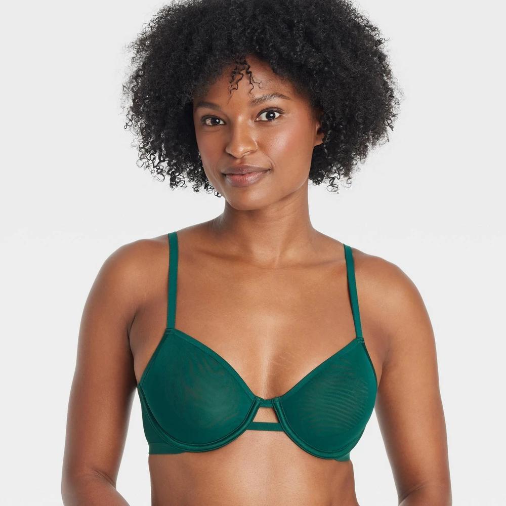 Womens Mesh Unlined Demi Bra - Auden Green 38B Product Image