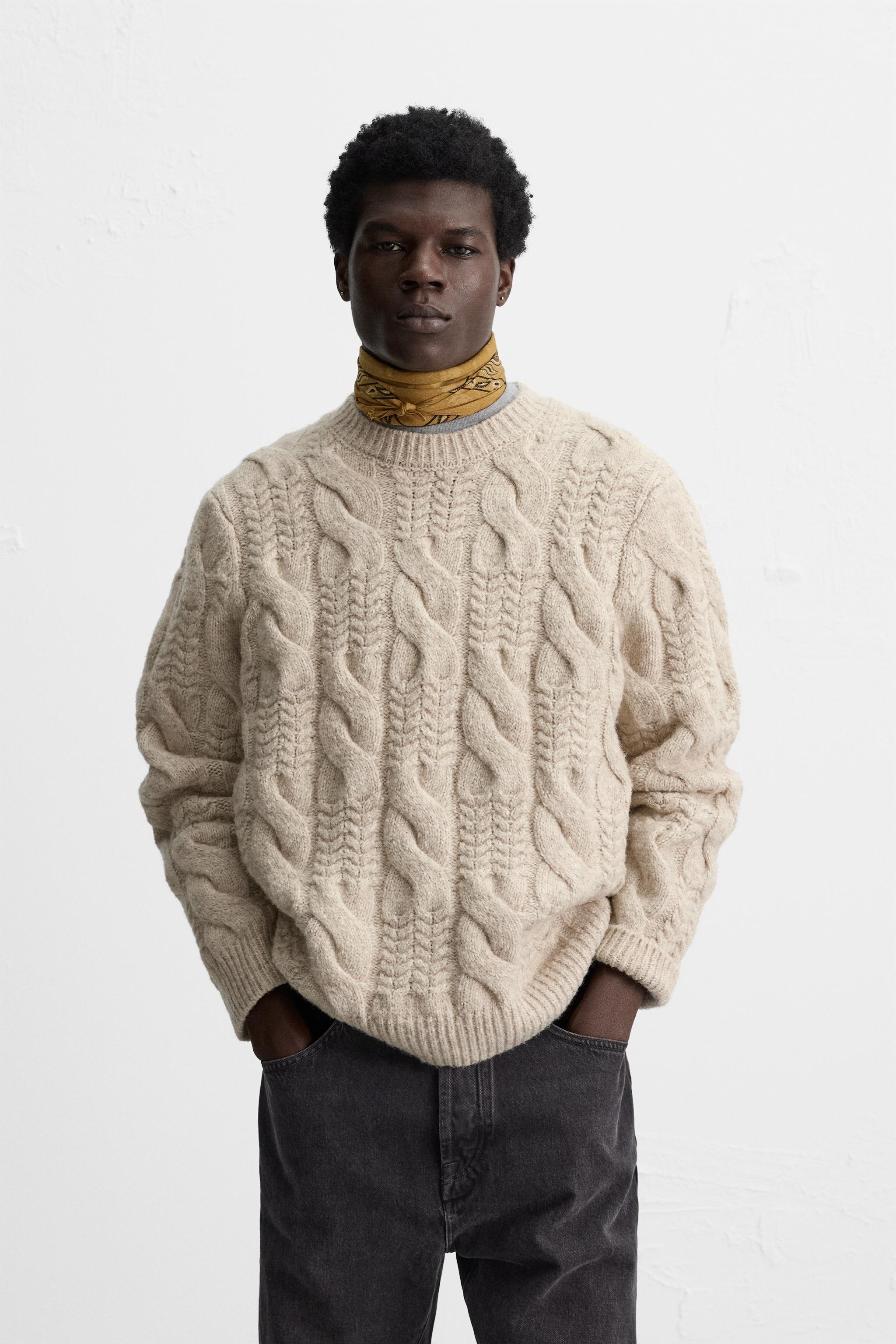 TEXTURED CABLE KNIT SWEATER Product Image