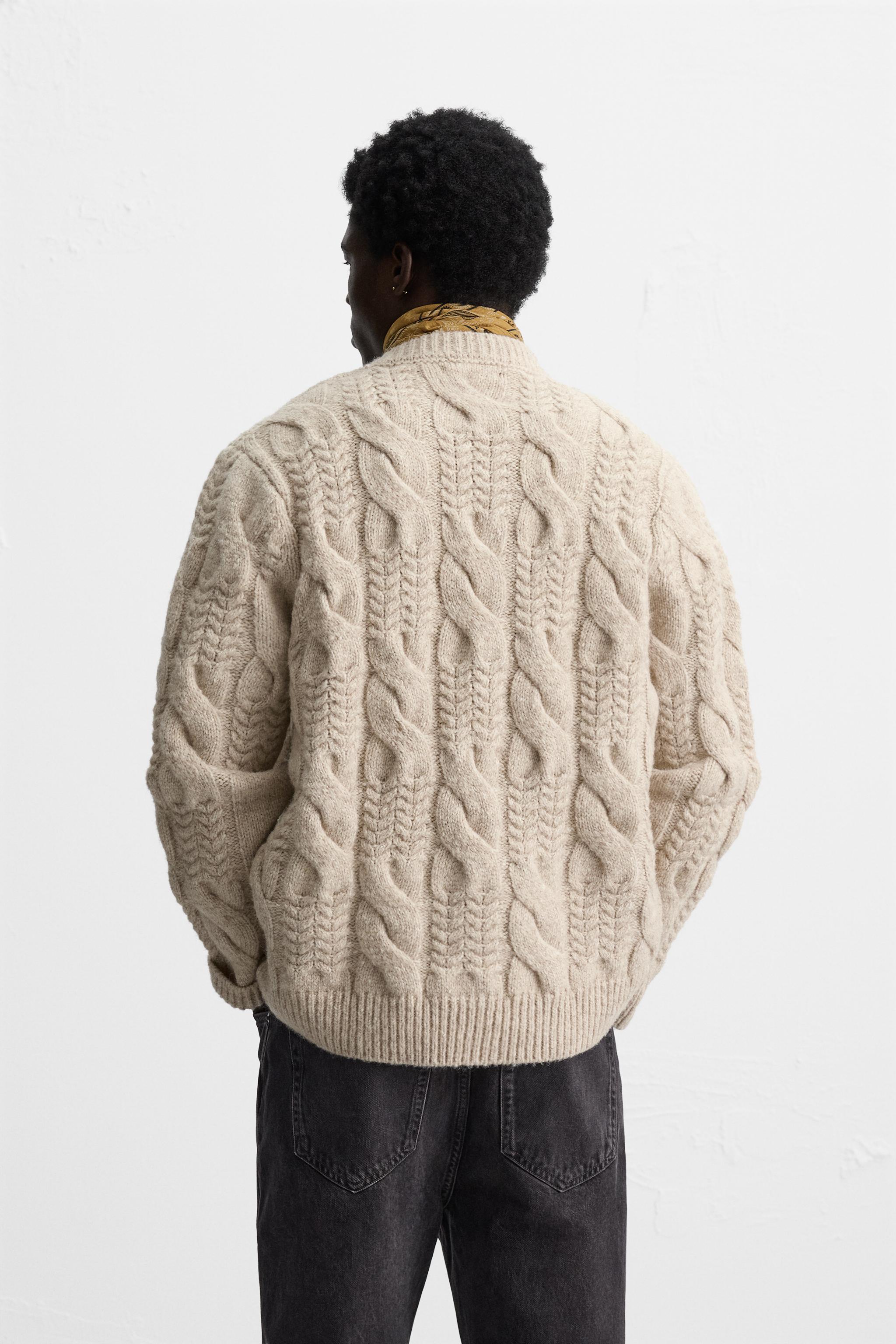 TEXTURED CABLE KNIT SWEATER Product Image