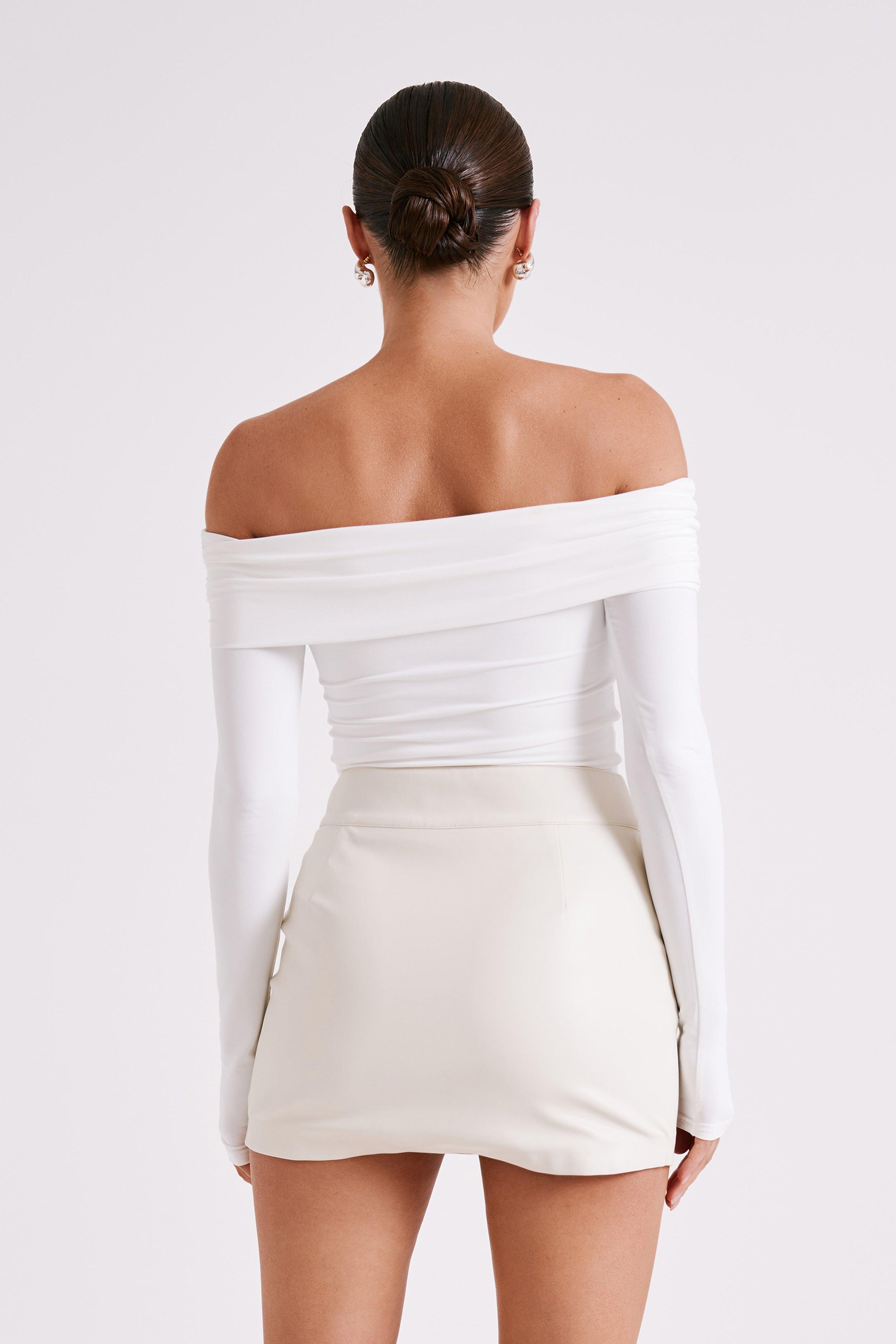 Lucinda Recycled Nylon Off Shoulder Top - White Product Image