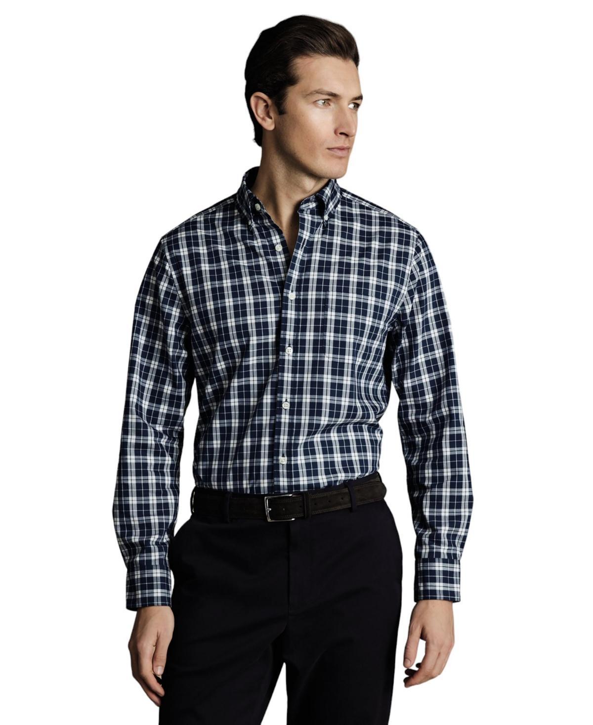 Charles Tyrwhitt Mens Slim Fit Button-Down Collar Non-Iron Stretch Poplin Check Shirt Product Image