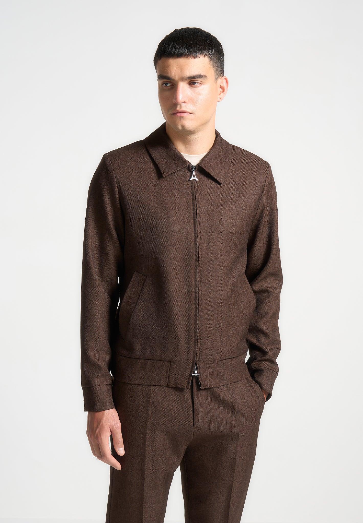 Tailored Harrington Jacket - Brown Male Product Image