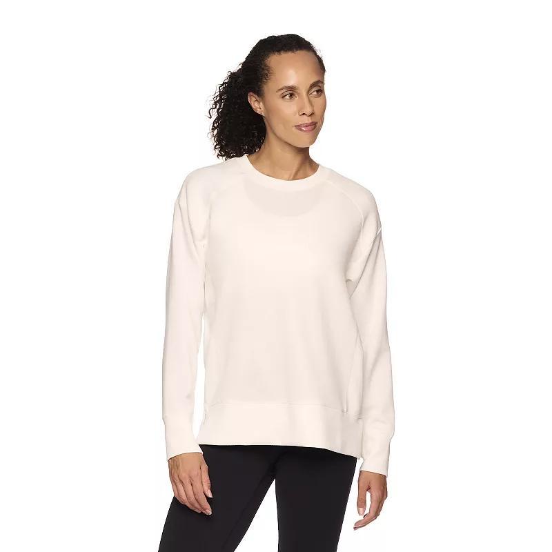 Womens Gaiam Hudson Rib Mix Crew Sweatshirt Deco Pink Product Image