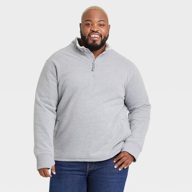 Mens Big & Tall 1/4 Zip Adaptive Sweatshirt - Goodfellow & Co Gray MT Product Image