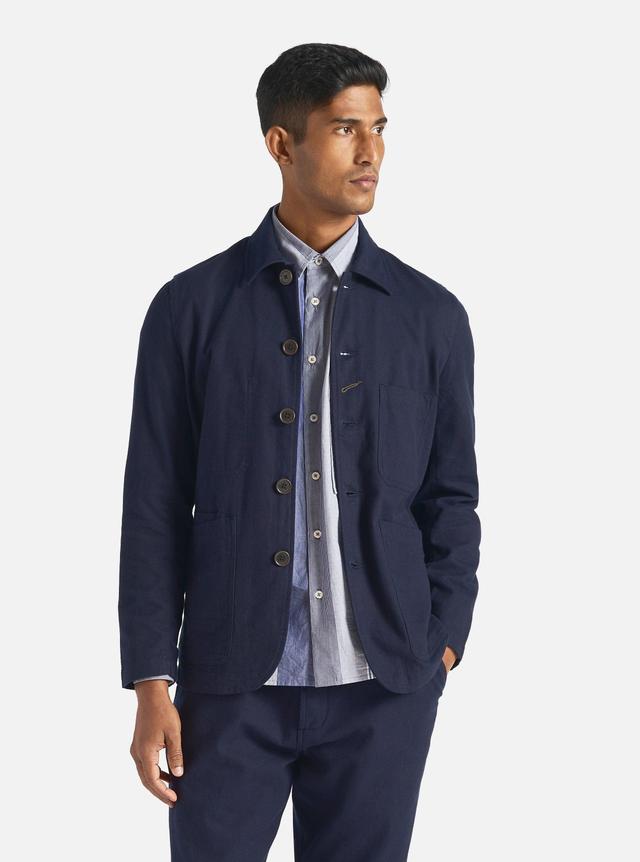 Universal Works Bakers Jacket in Navy Brushed Moleskin Product Image