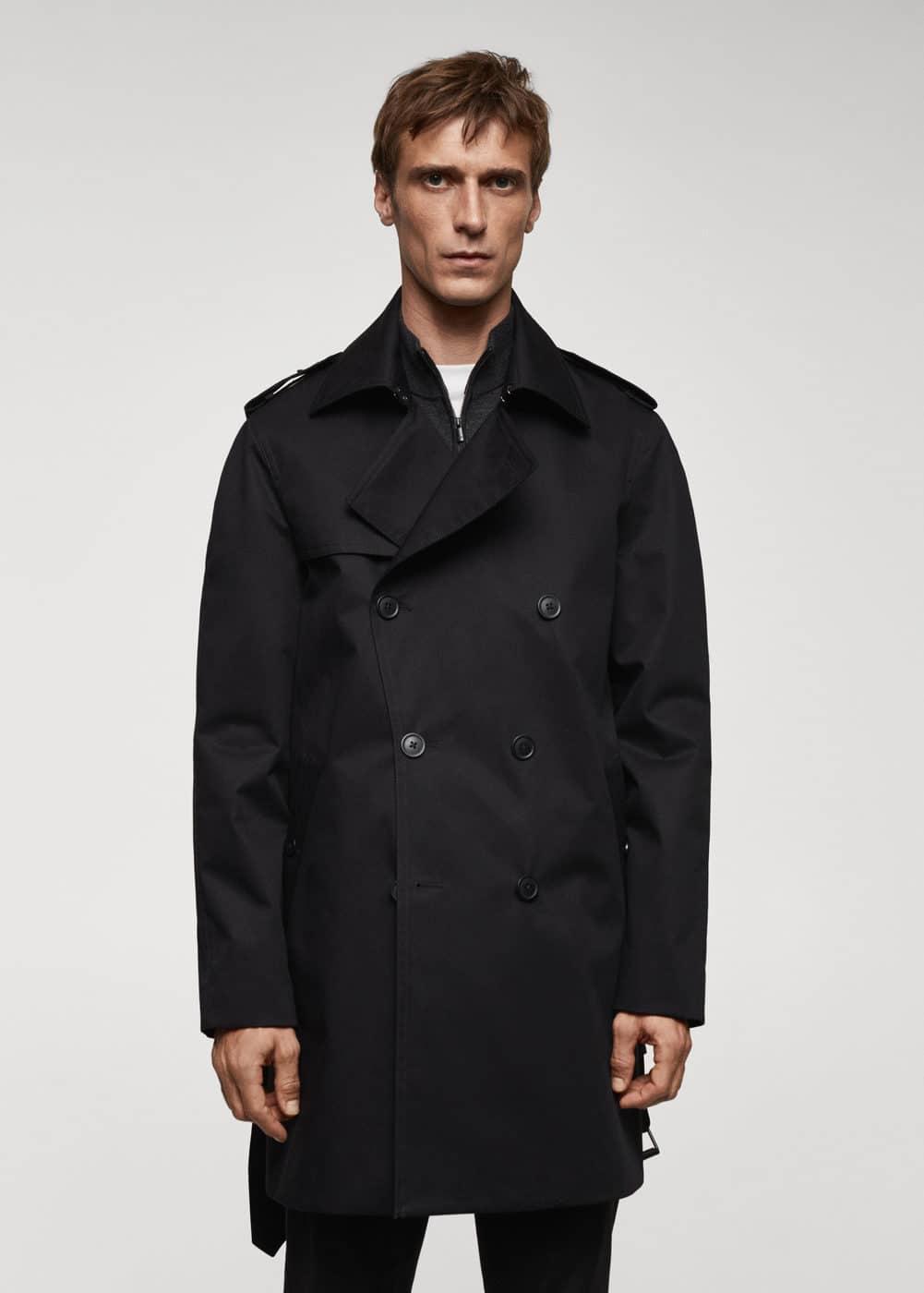 MANGO MAN - Classic water-repellent trench coat blackMen Product Image