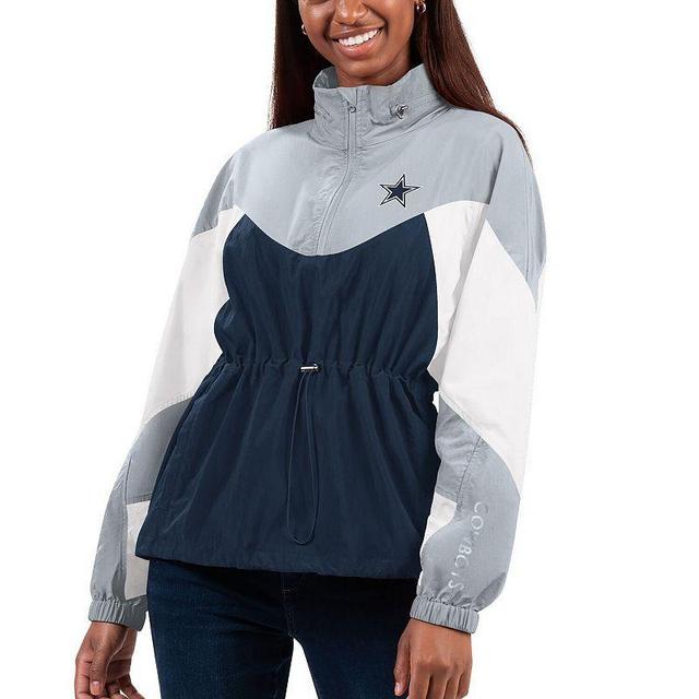 Womens G-III 4Her by Carl Banks /White Dallas Cowboys Tie Breaker Lightweight Quarter-Zip Jacket Blue Product Image